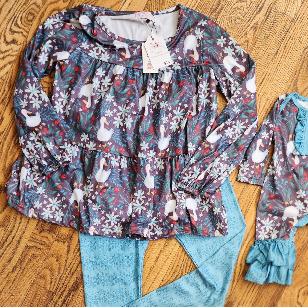 Girls Pete & Lucy 2 piece set Ducks